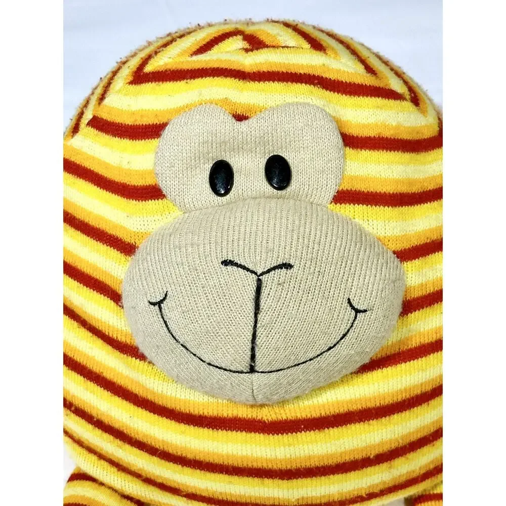 Mushable Pot Bellies Monkey Plush Orange Yellow Red Stripes 87% Foam Beads NICE!